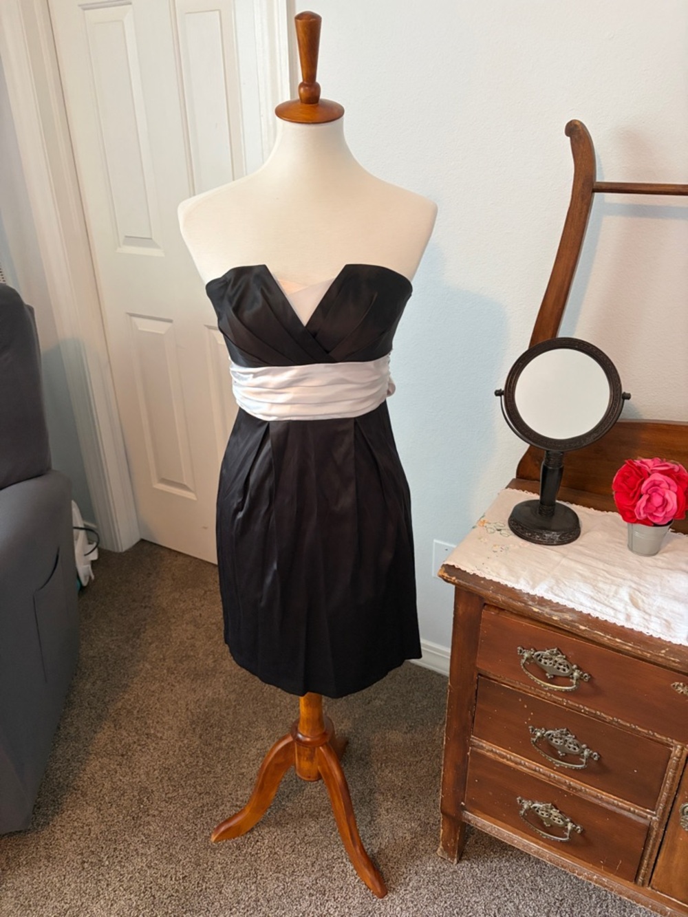 Trixxi Black Strapless Dress with silver Sash